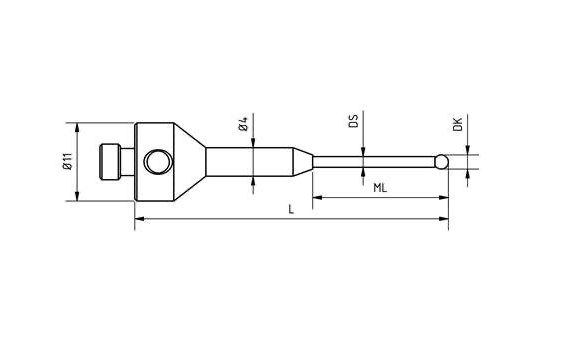 SM5 S20 058 SCA - Stepped M5 CMM Stylus 2mm Silicone nitride Ball, 58mm Tungsten Carbide Stem, EWL 33mm