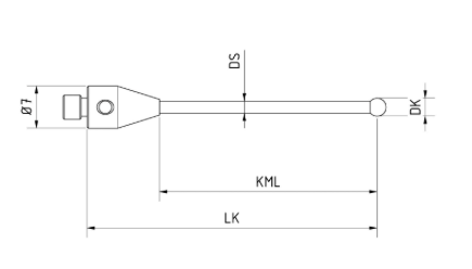 SM4 010 020 RCA M4, 1mm dia ruby ball, 20 mm long, carbide stem