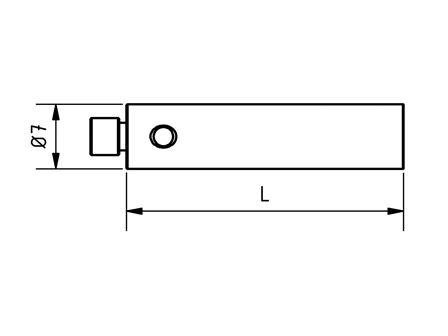 EM4 000 030 SSS - M4 Ø7mm, 30mm Long Stylus Extension Stainless Steel Shaft Technical Drawing
