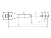 SM5 S03 060 RCA - Stepped M5 CMM Stylus 0.3 mm Ruby Ball, 60 mm Tungsten Carbide Stem Technical Drawing